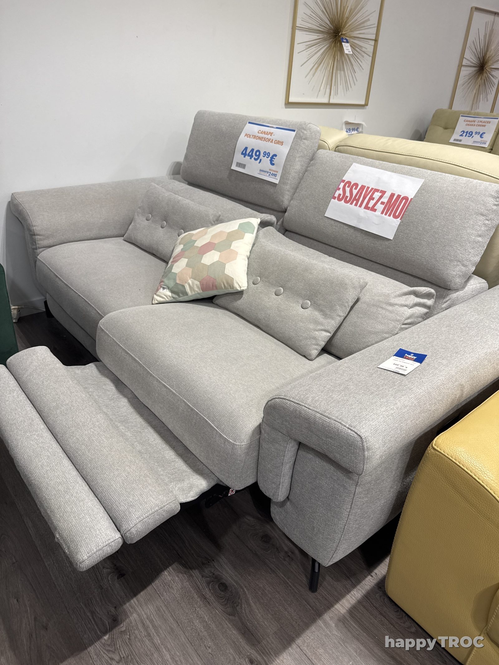 Canapé Poltronesofa relax tissu gris superbe état