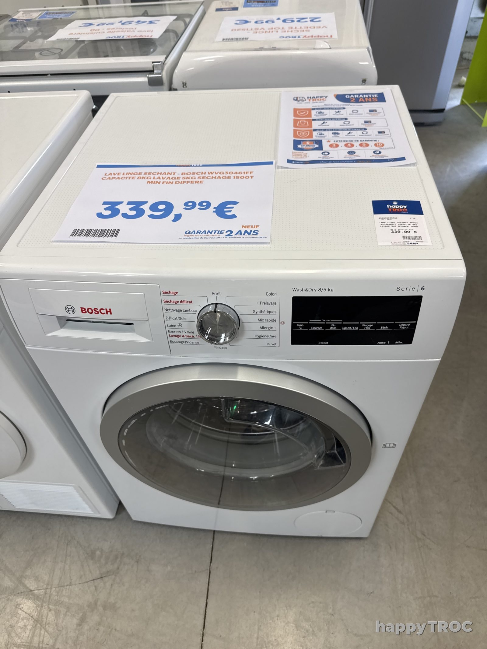 Lave linge Séchant Bosch 8kg lavage 5kg séchage 1500t