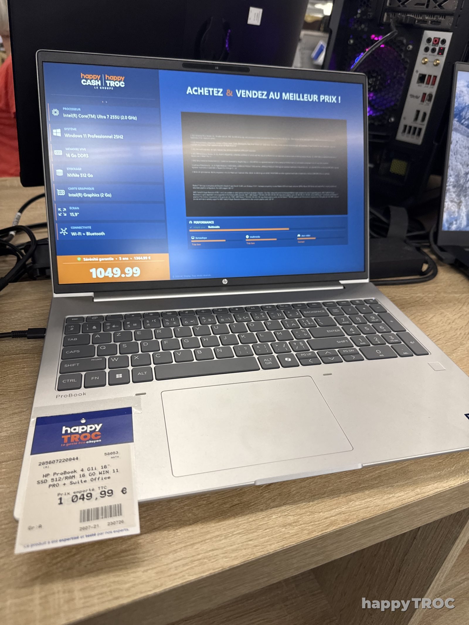 PC PORTABLE HP Pro  4 G1i 16"  ssd 512 ram 16 go win 11