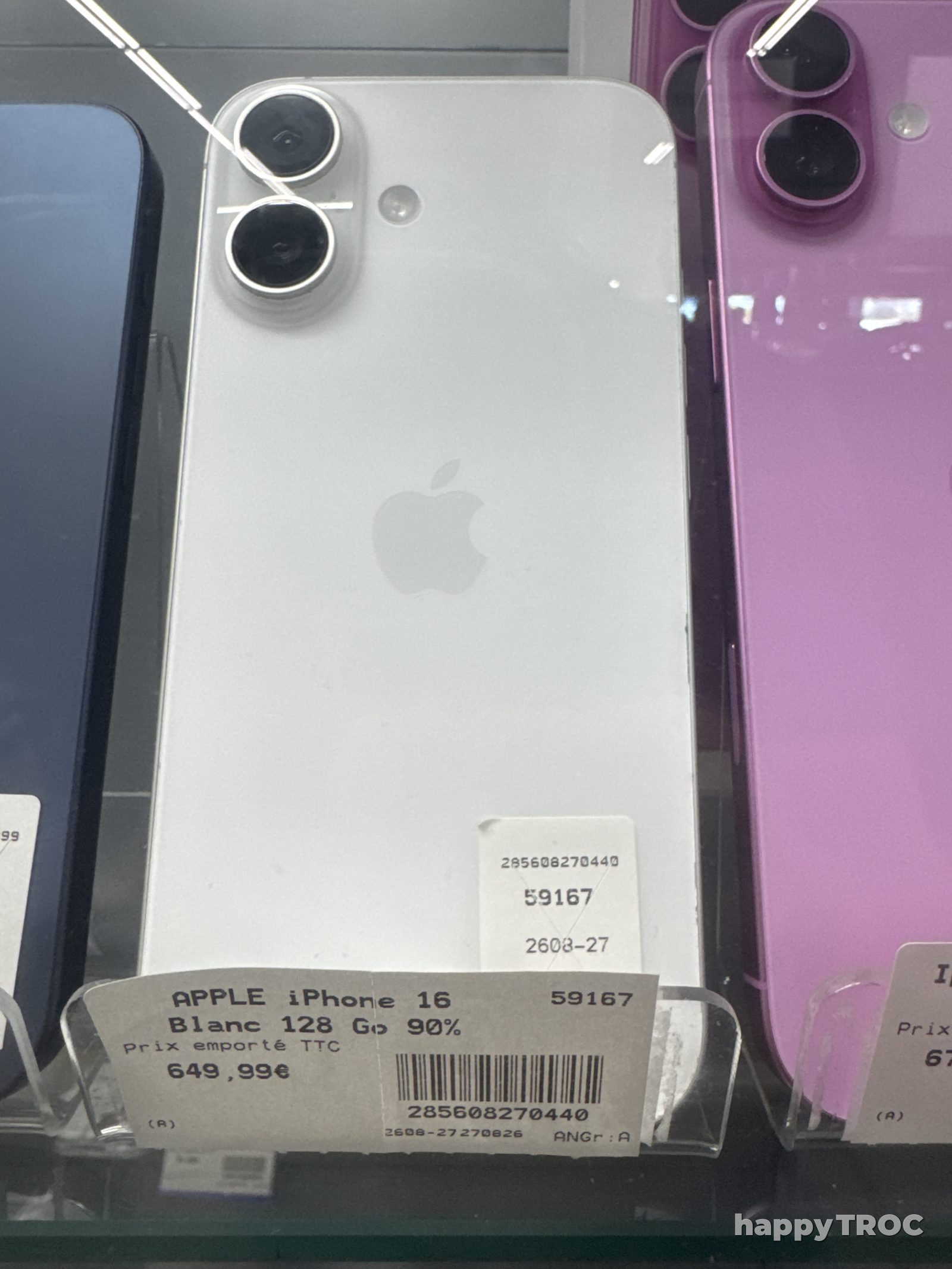 Téléphone Apple IPhone 16 Blanc 128 go 90%