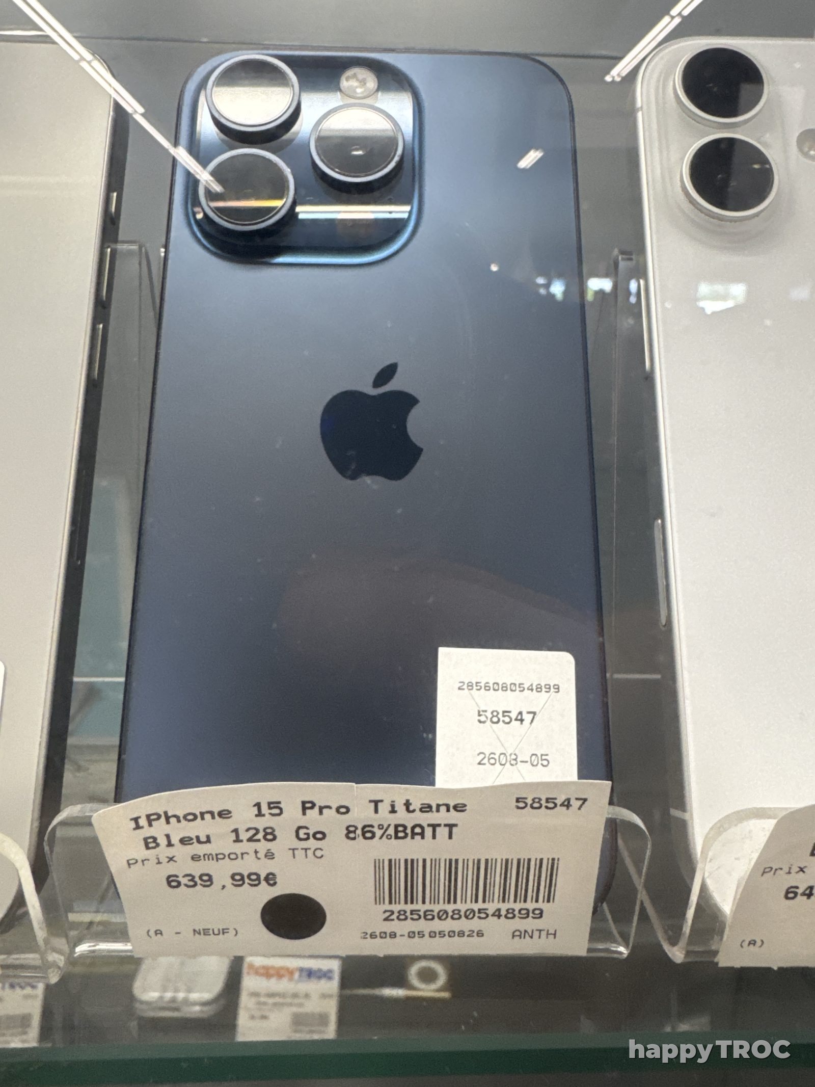 Téléphone Apple IPhone 15 Pro Titane bleu 128 go 86% batterie