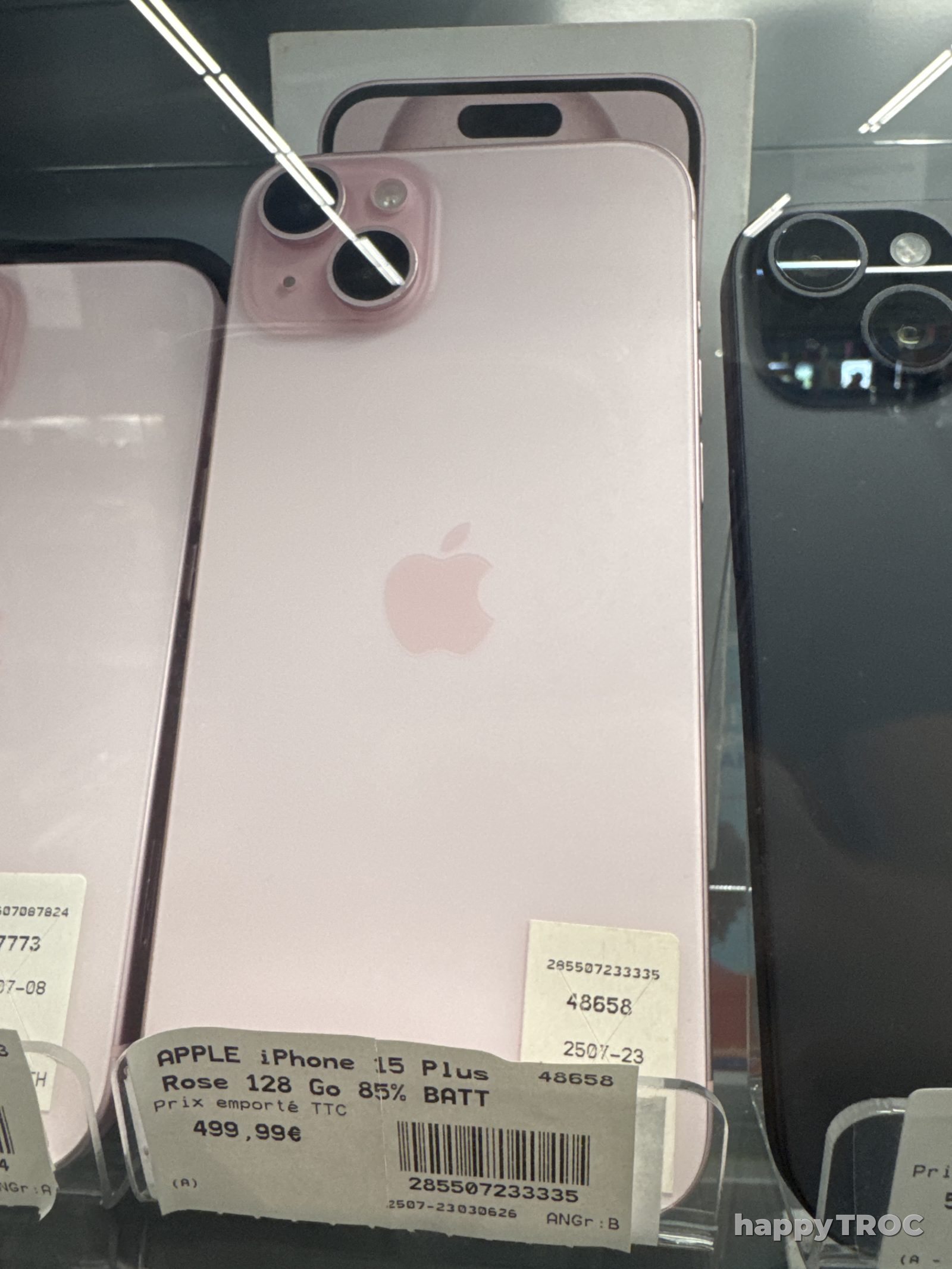Apple Iohone 15 Plus rose 128 go batterie 85%
