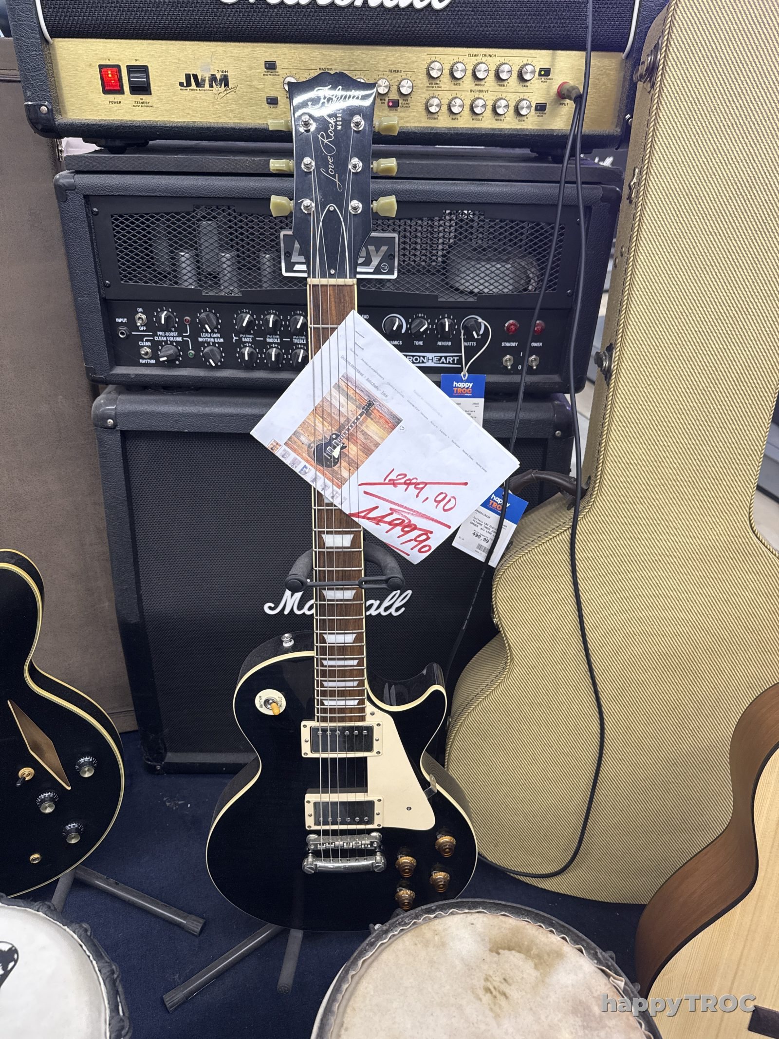 Guitare Tokyo live rock I Éric blue Ls136F et case faite delux solid body