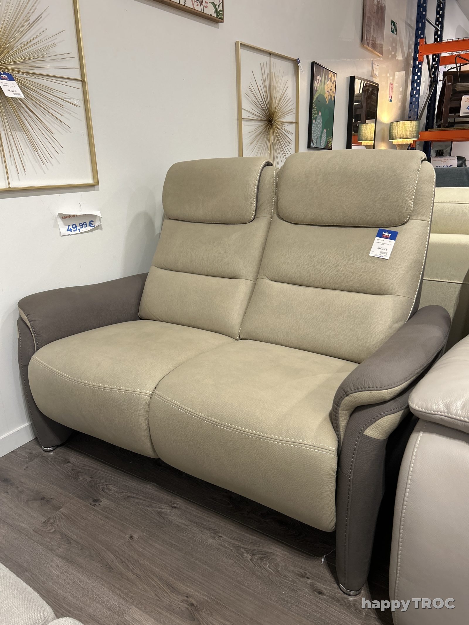 Canape mr meuble taupe 2 places