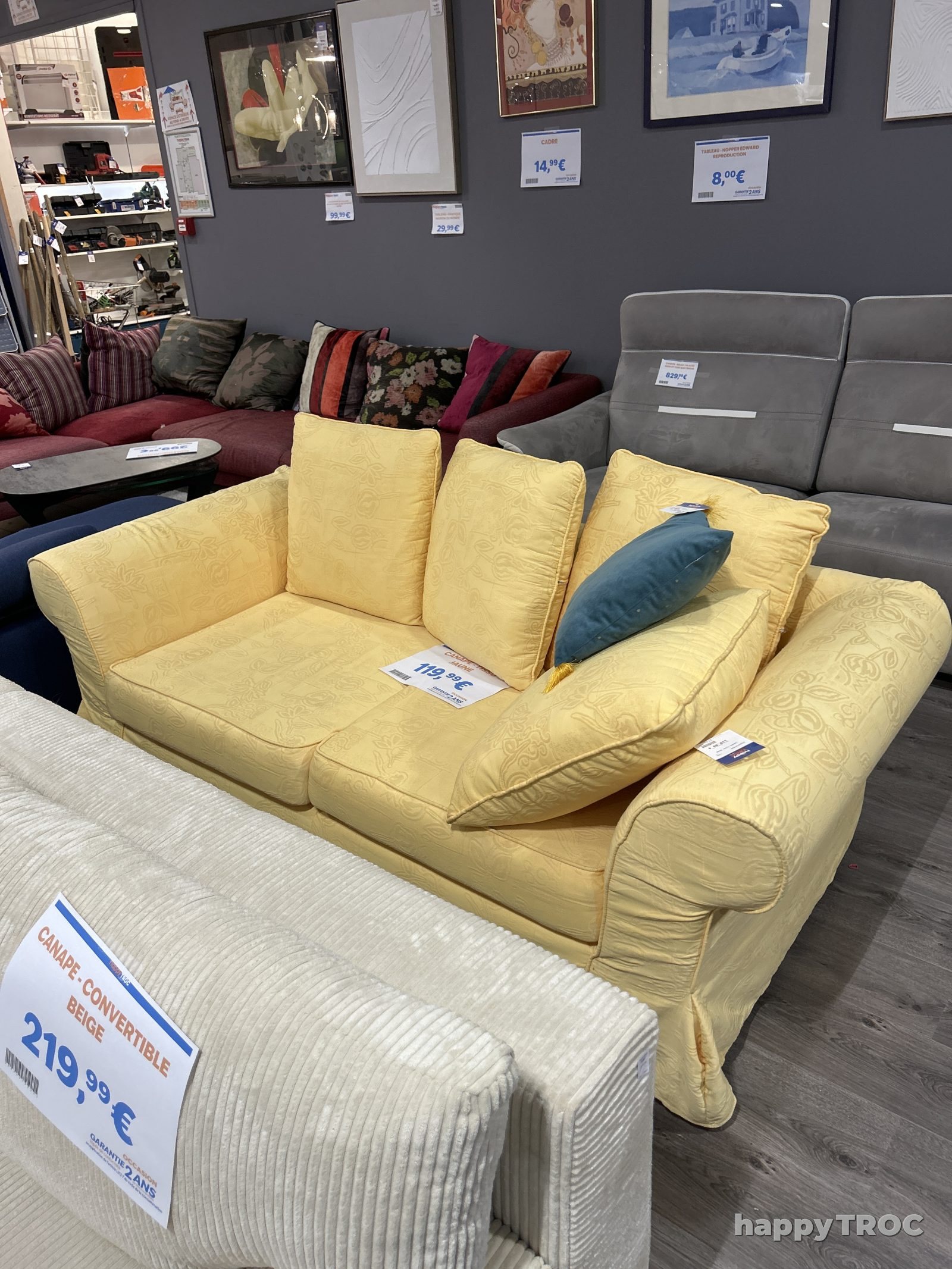 Canape tissu jaune