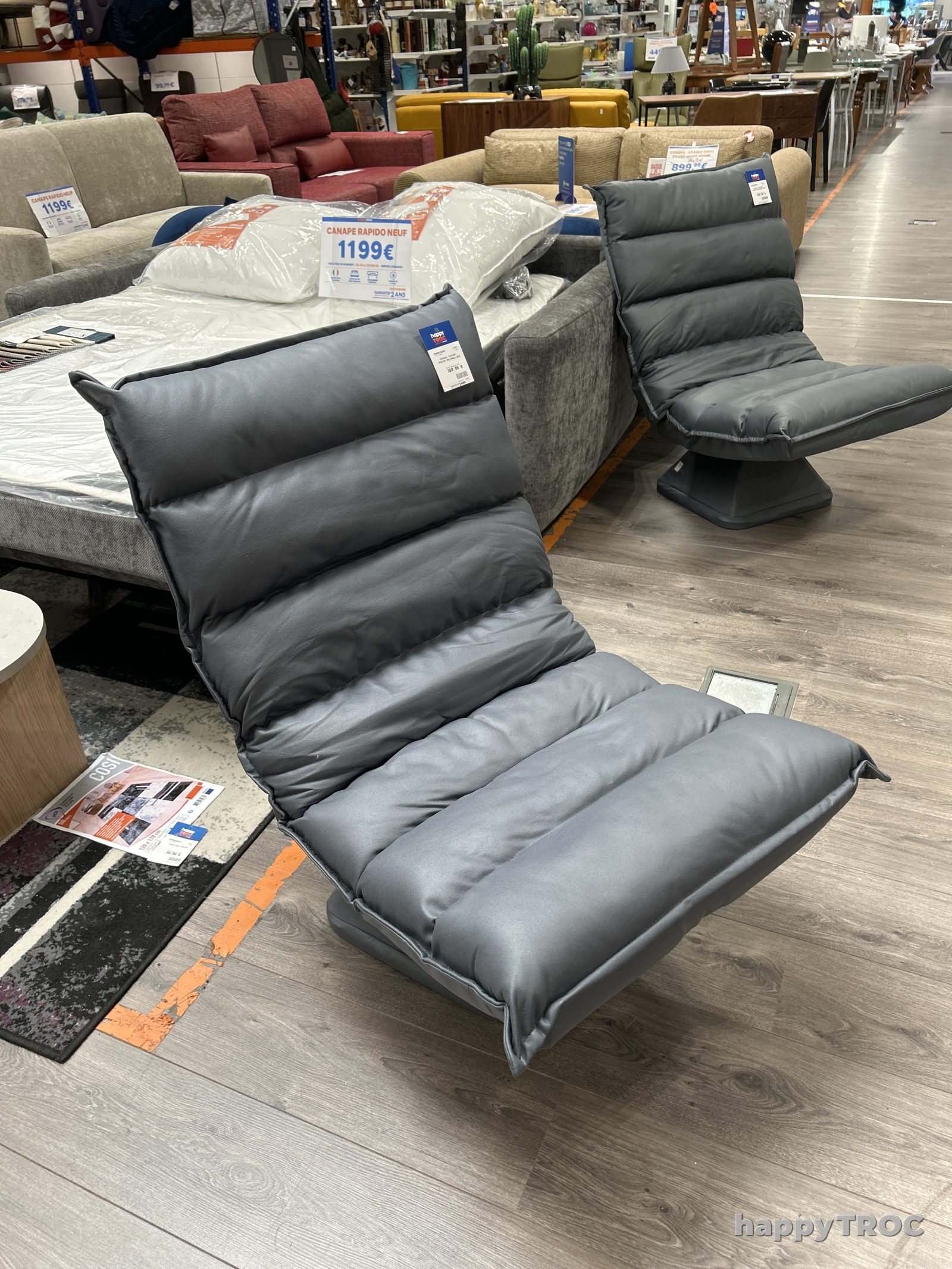 Fauteuil - Pivotant Dossier Inclinable (Gris)