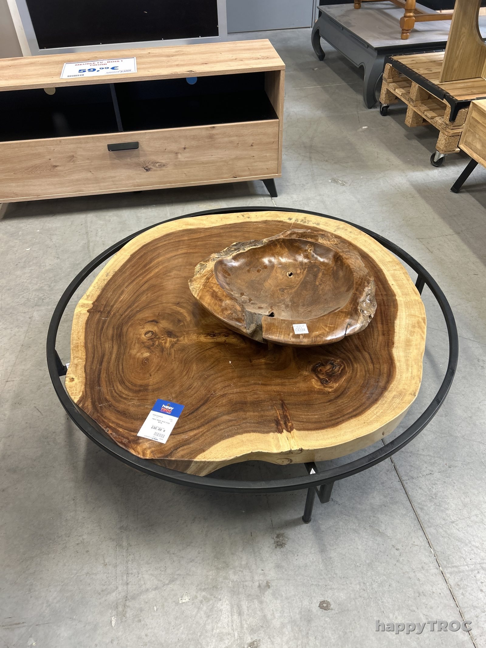 Table basse bois pied metal