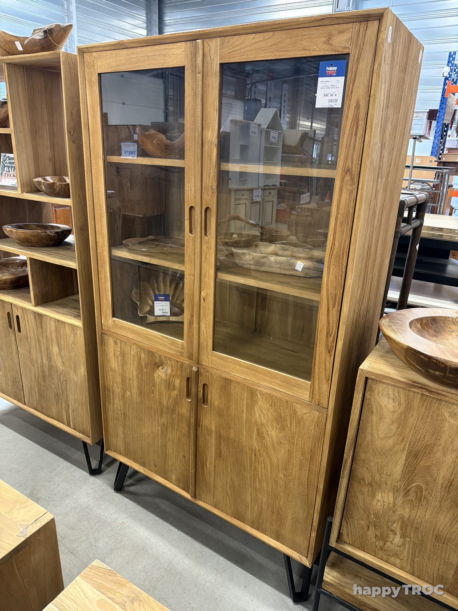 Bibliotheque 2 portes 2 portes verre  sev90