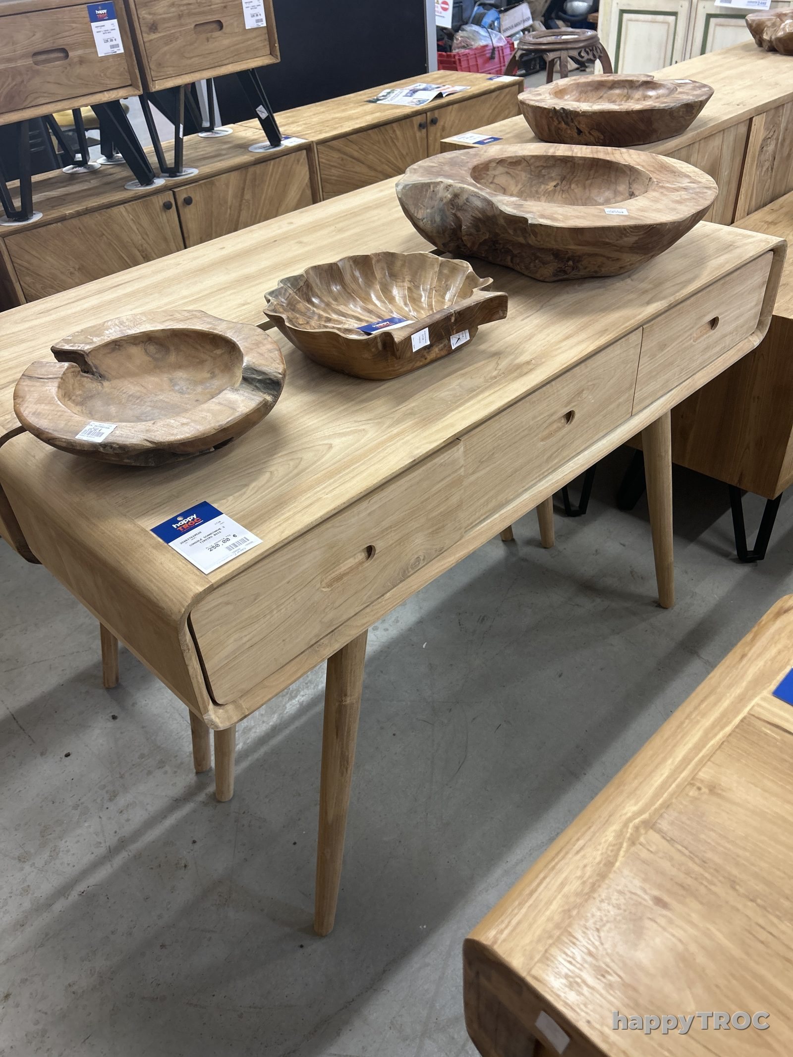 Console scandinave 3 tiroirs bois