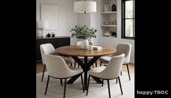 TABLE RONDE "DAVID" Palissandre massif Diametre 100 cm REF 1952
