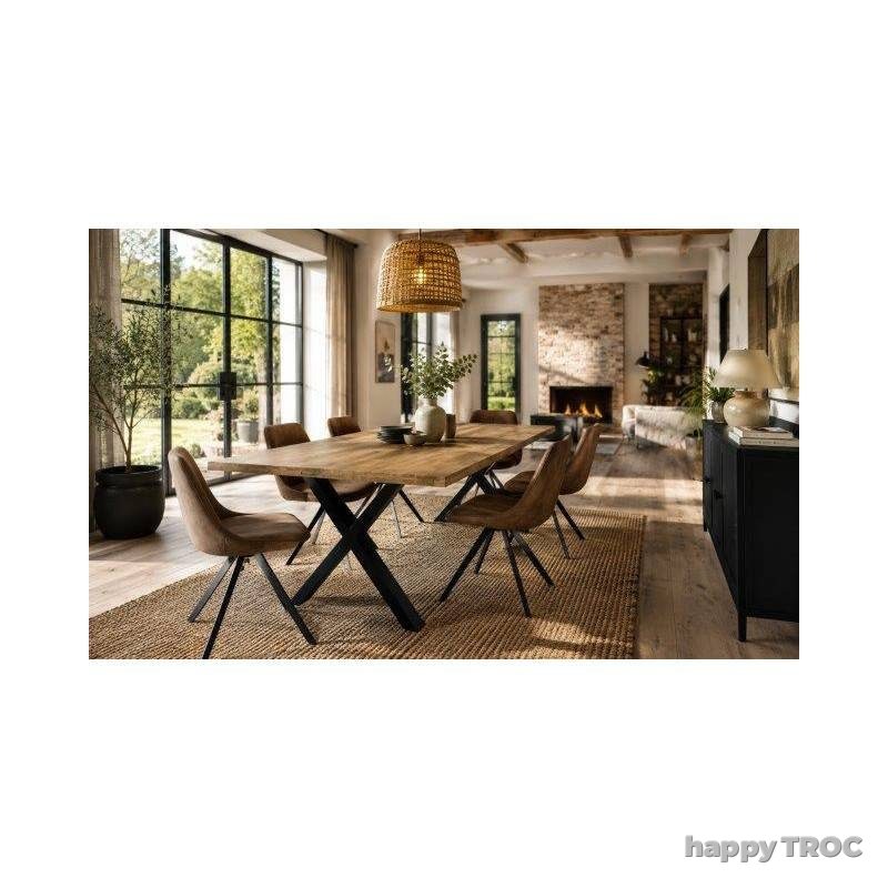 Table de séjour NEUVE "GAUTIER" plateau manguier massif 180x90 Ref.1950