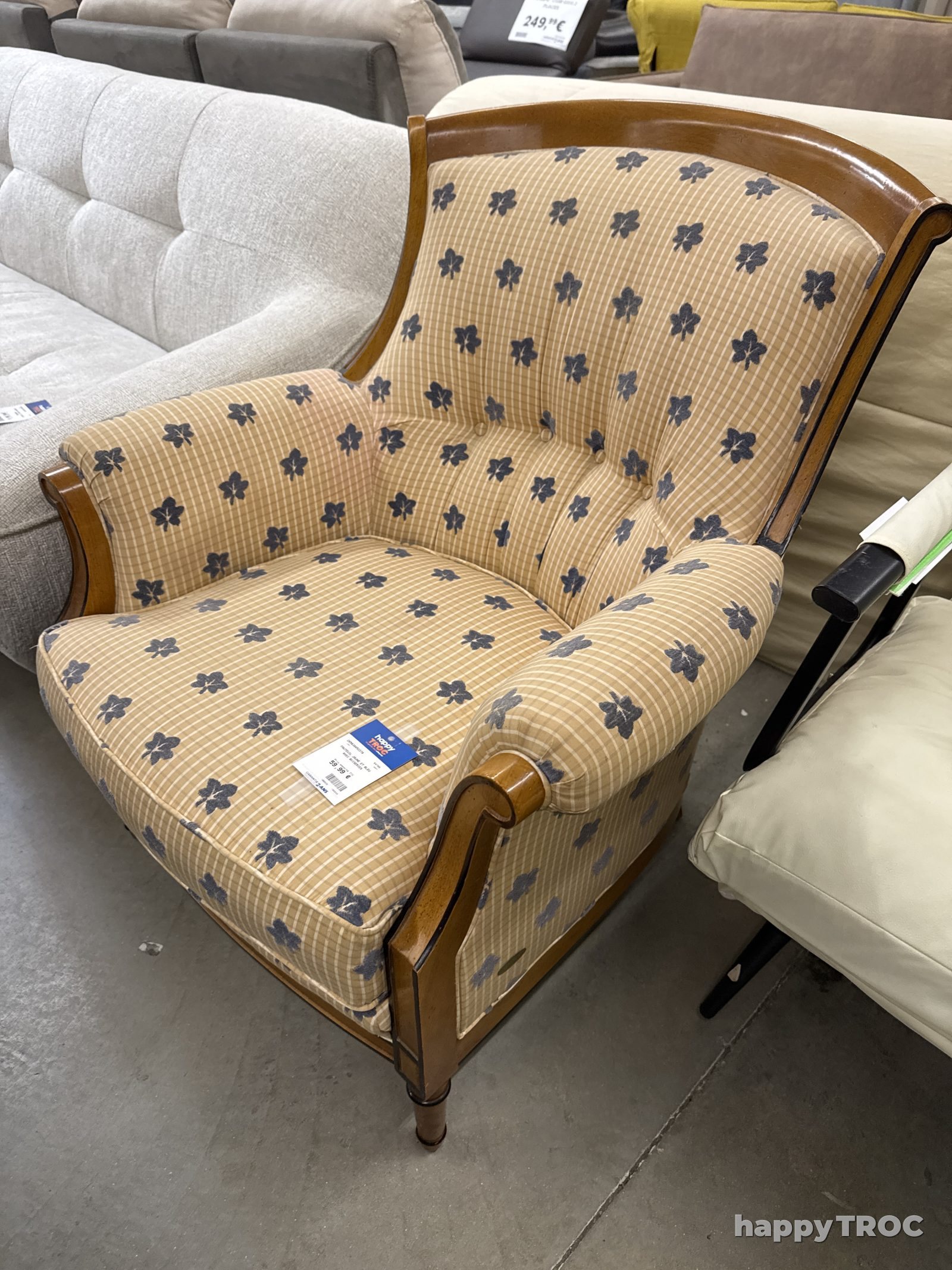 Fauteuil bois et tissu