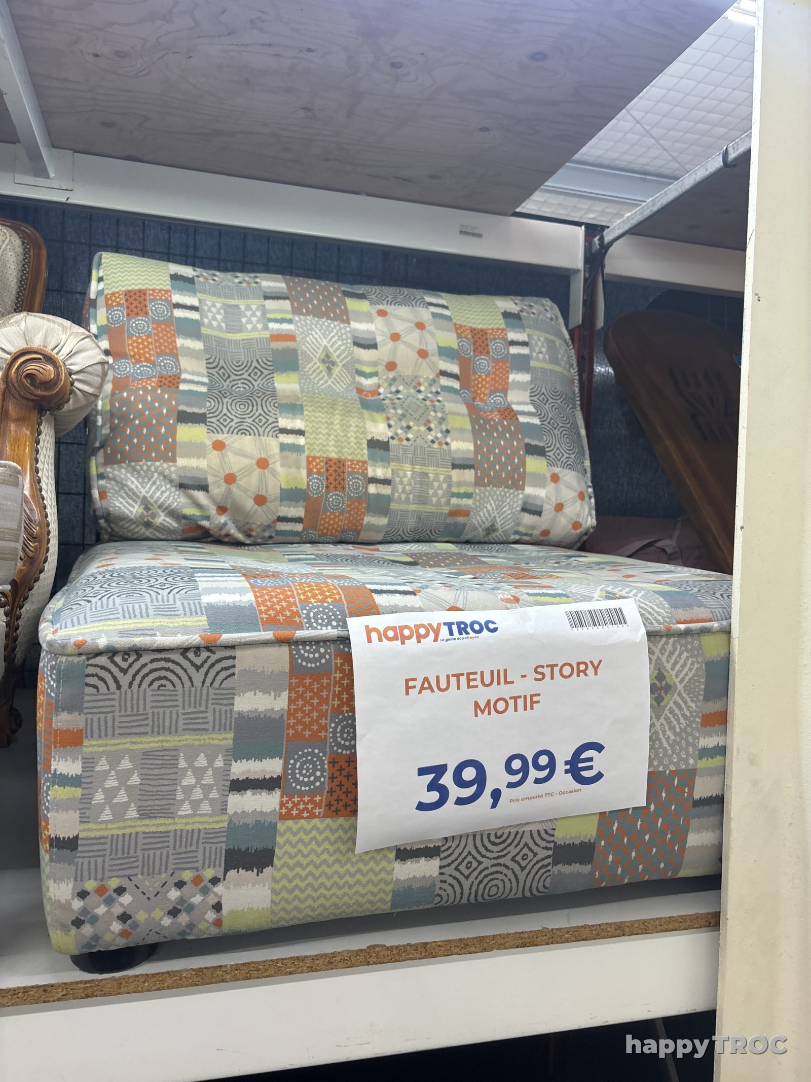 Fauteuil Story, en tissu, coloré