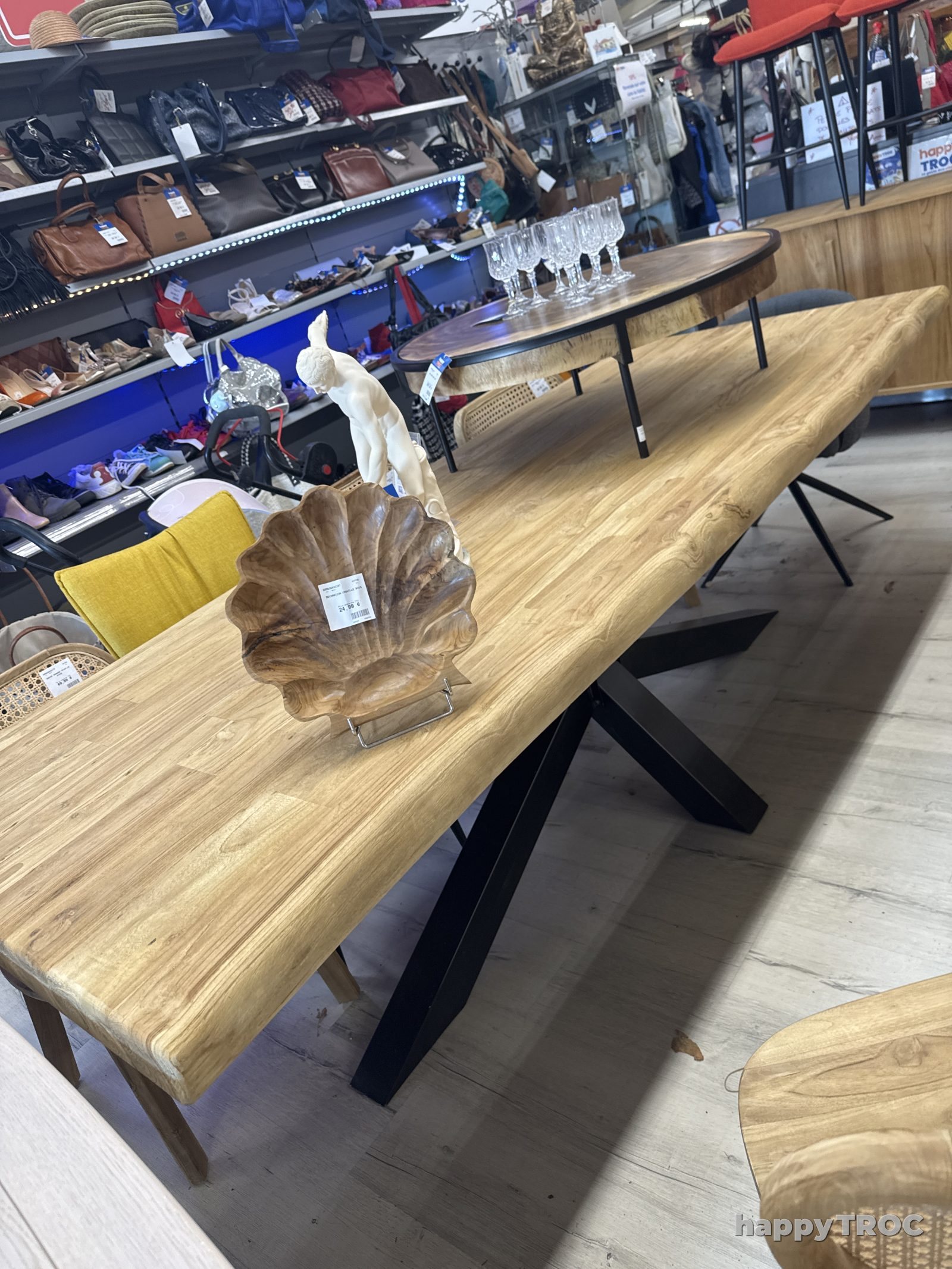 Table de séjour direct, Bali, 2,50 m par 1 m pied, industriel métal