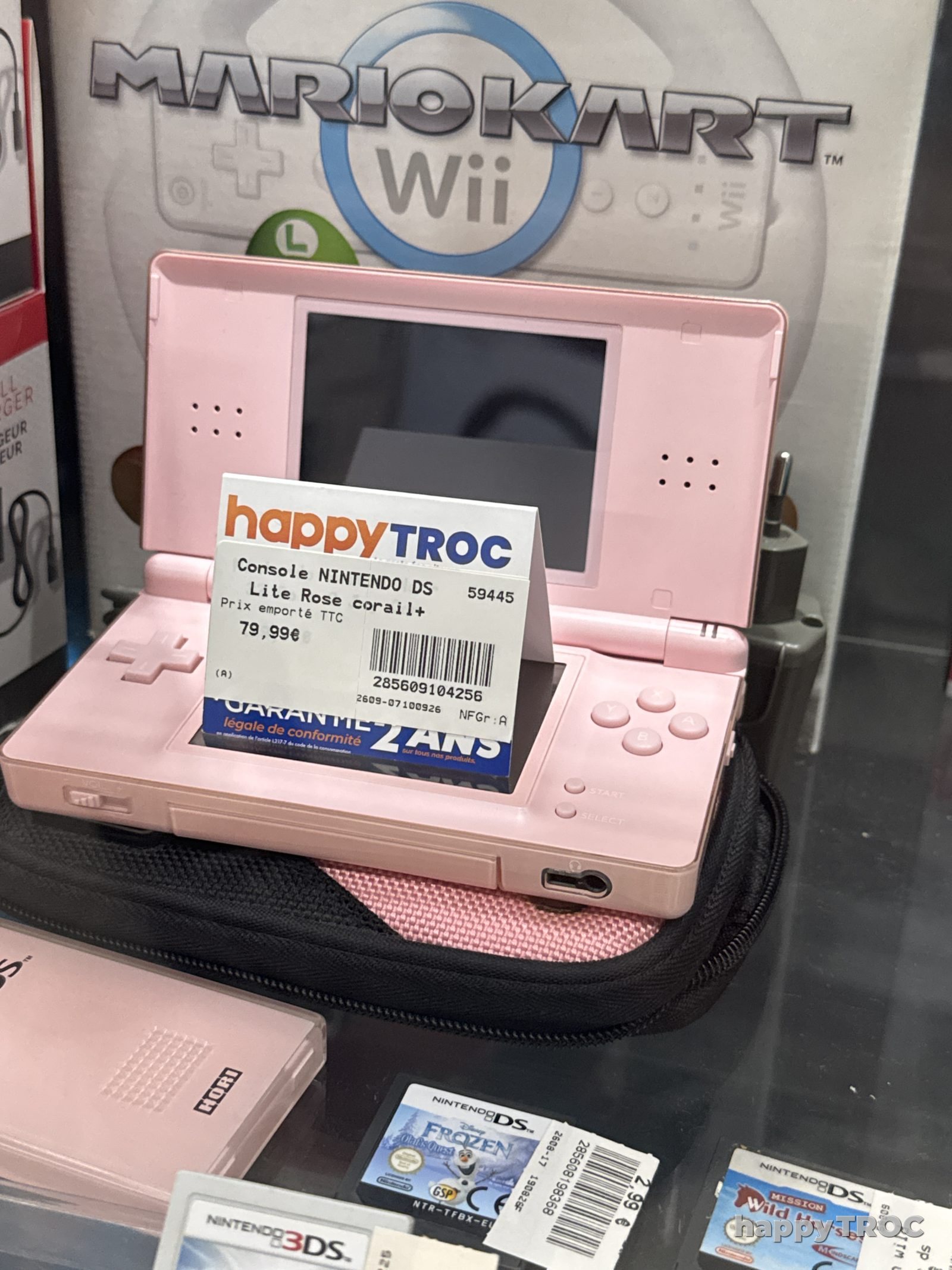 Console de jeux, Nintendo DS, lit, rose, corail et housse