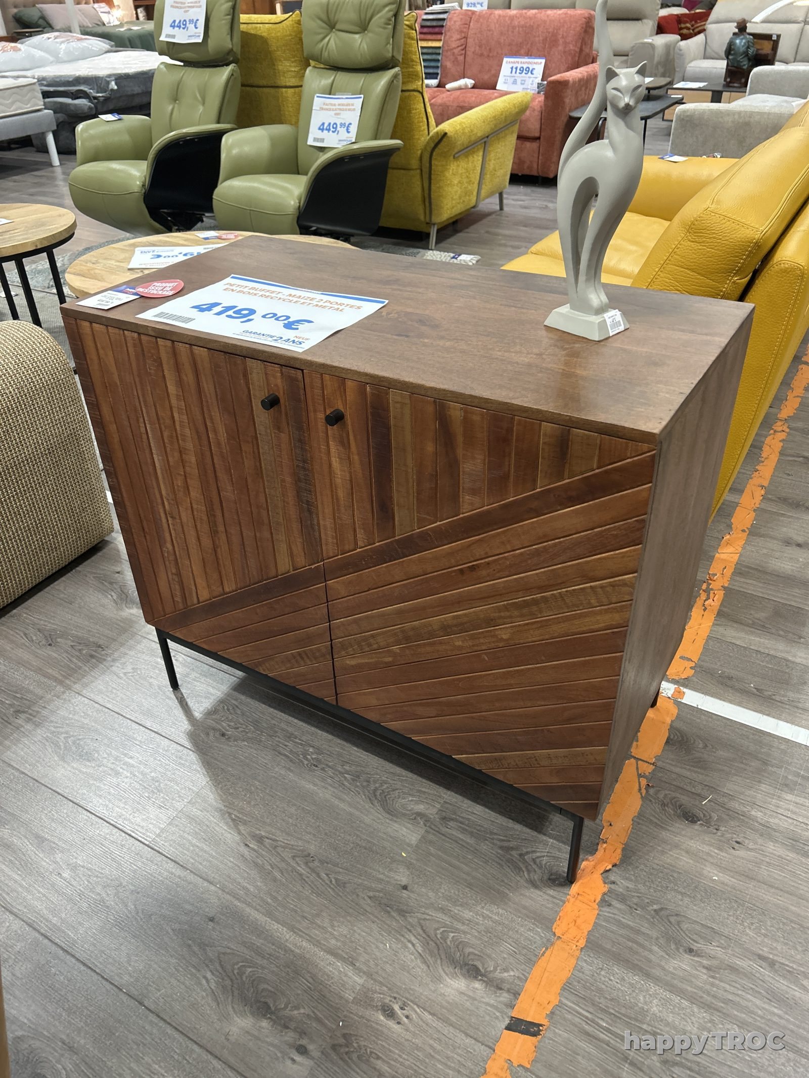 Petit buffet maize 2 portes en bois recycle et metal