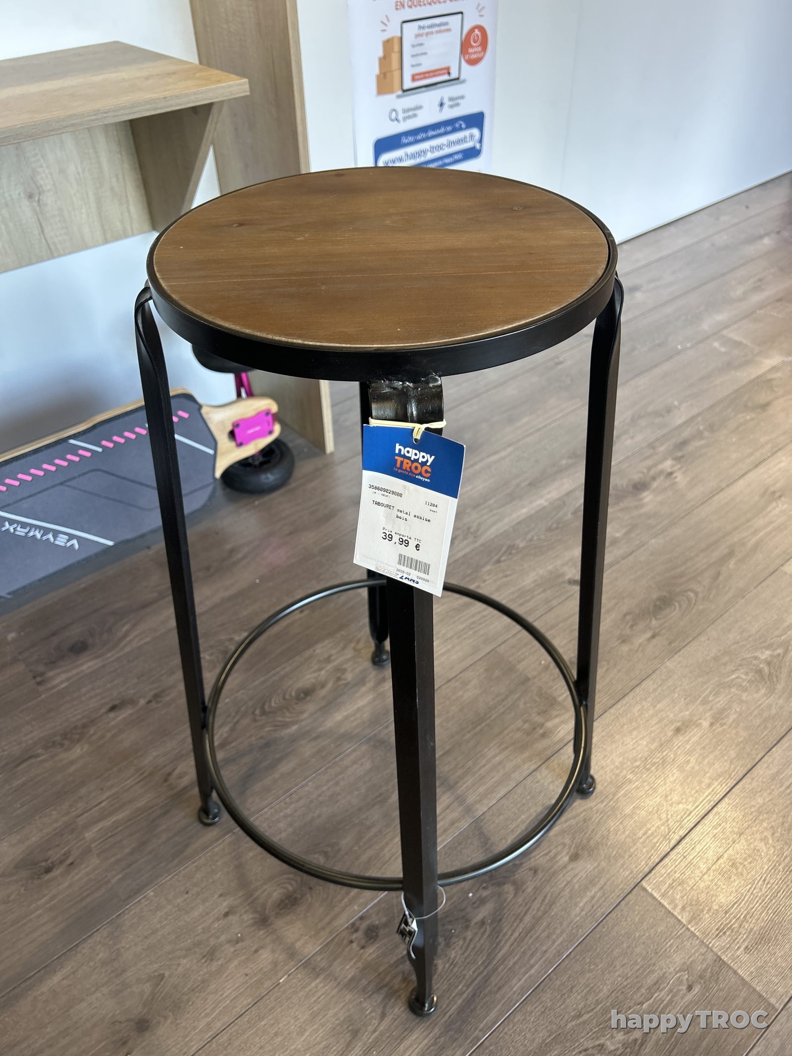 Tabouret Métal Assise Bois