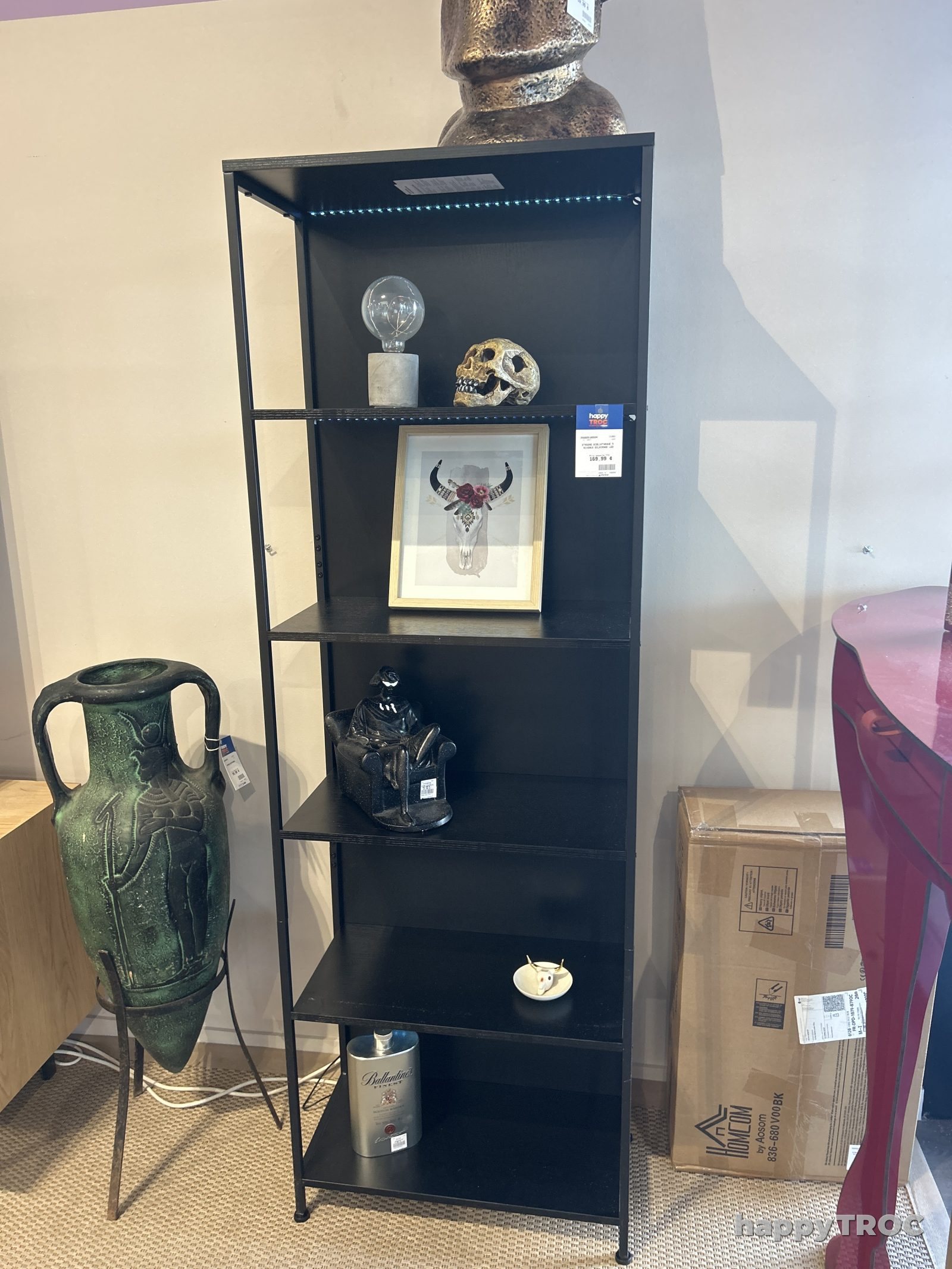 Étagère bibliothèque 5 niveaux éclairage led