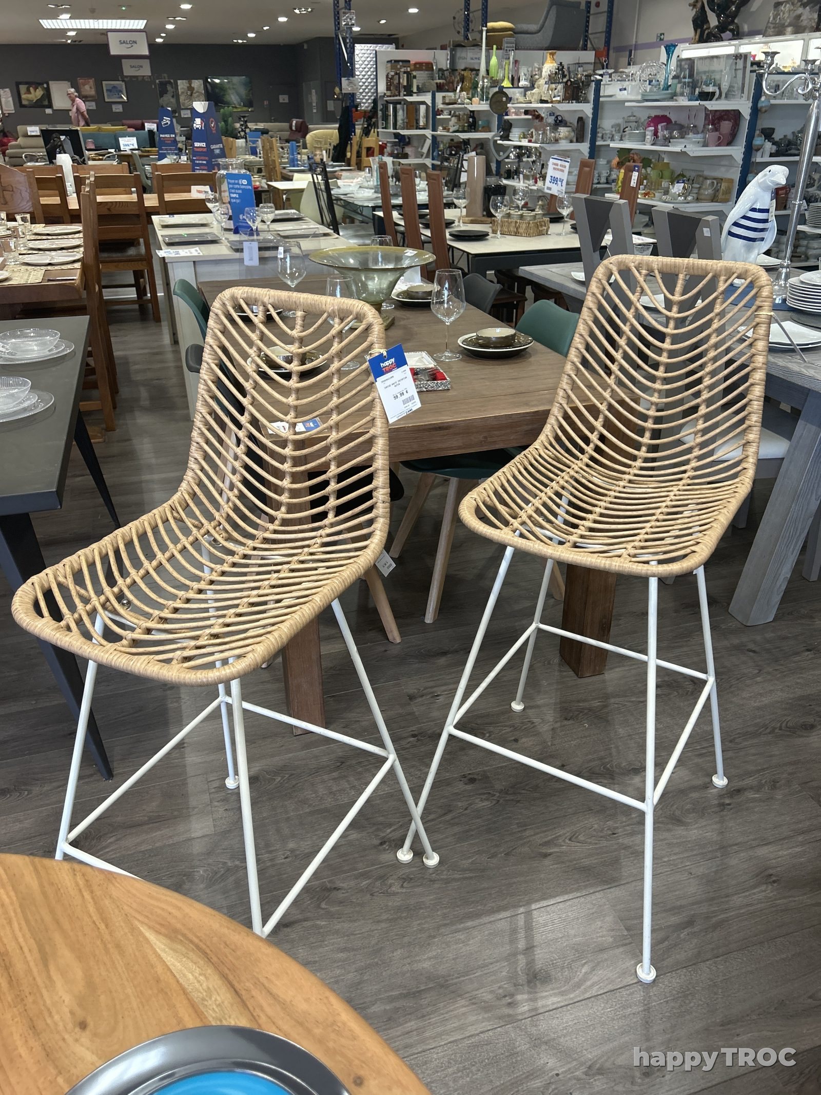 chaise haute imitation rotin