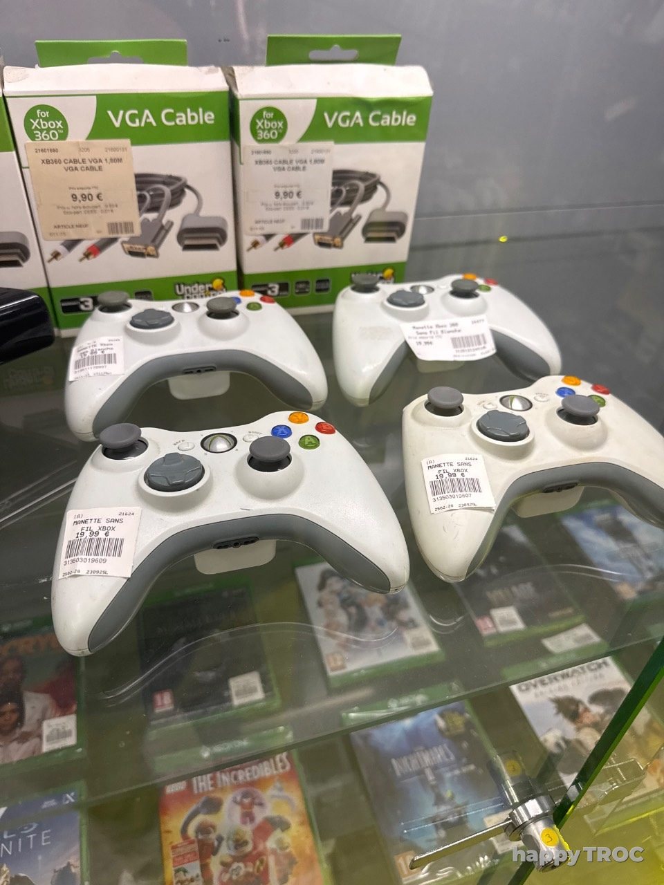 Manette de jeux Microsoft, sans fil Xbox 360 blanche, plusieurs pièces disponibles