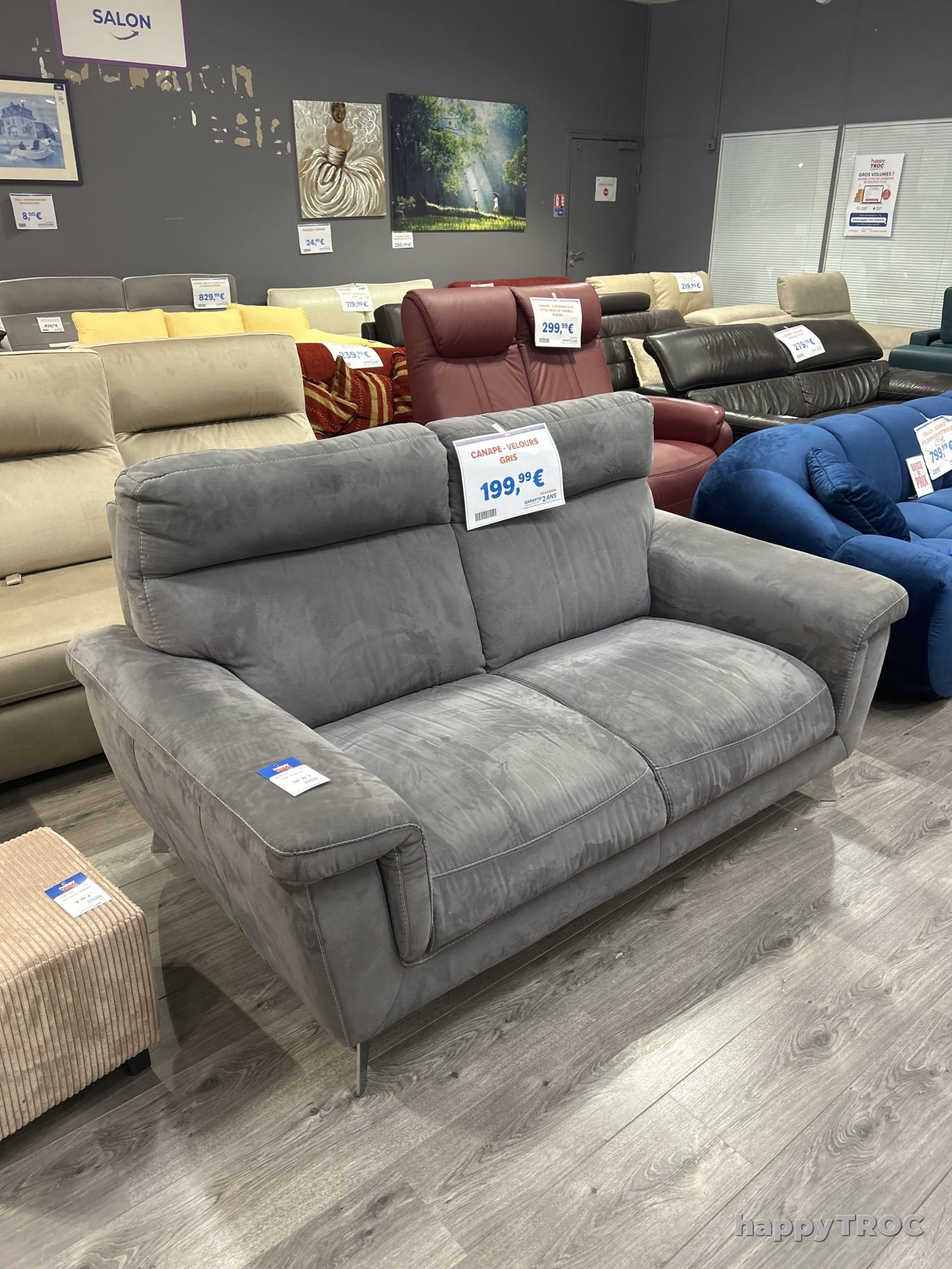 Canape velours gris