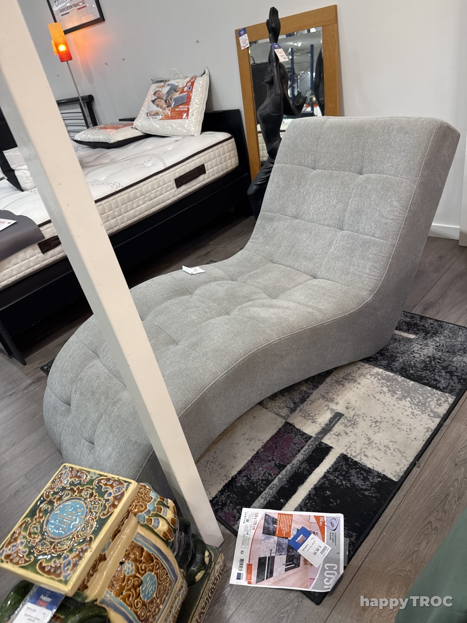 Chaise, longue grise relax