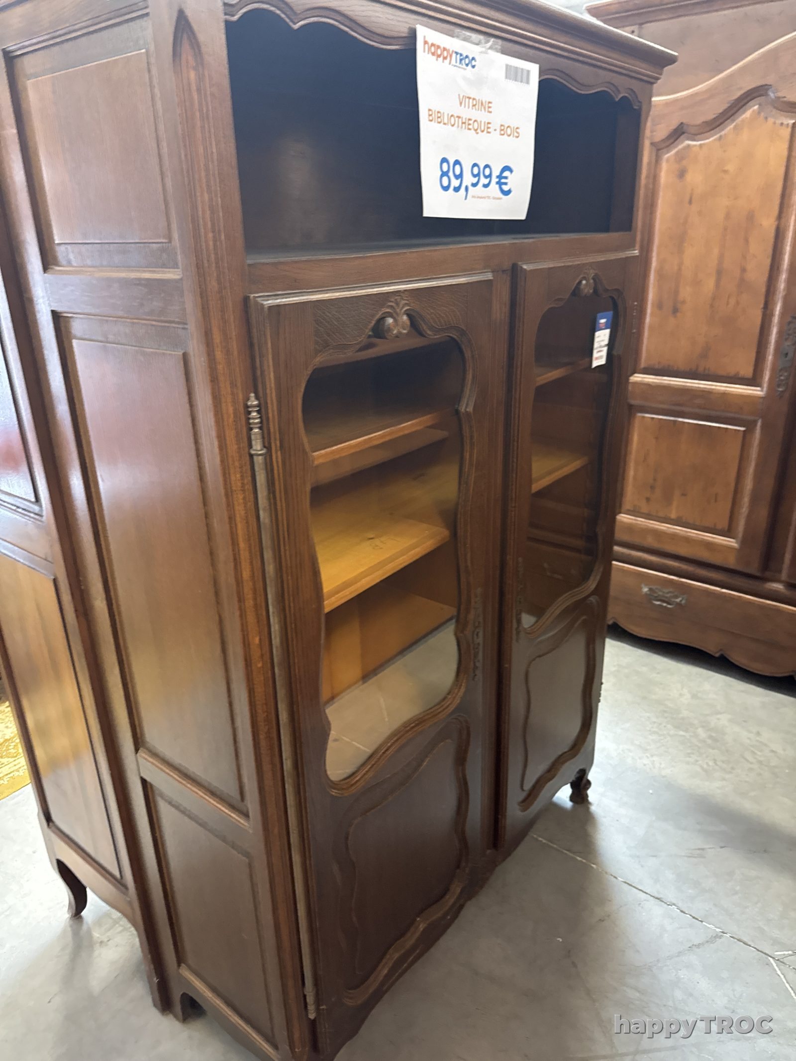 Vitrine, bibliothèque en chêne foncé