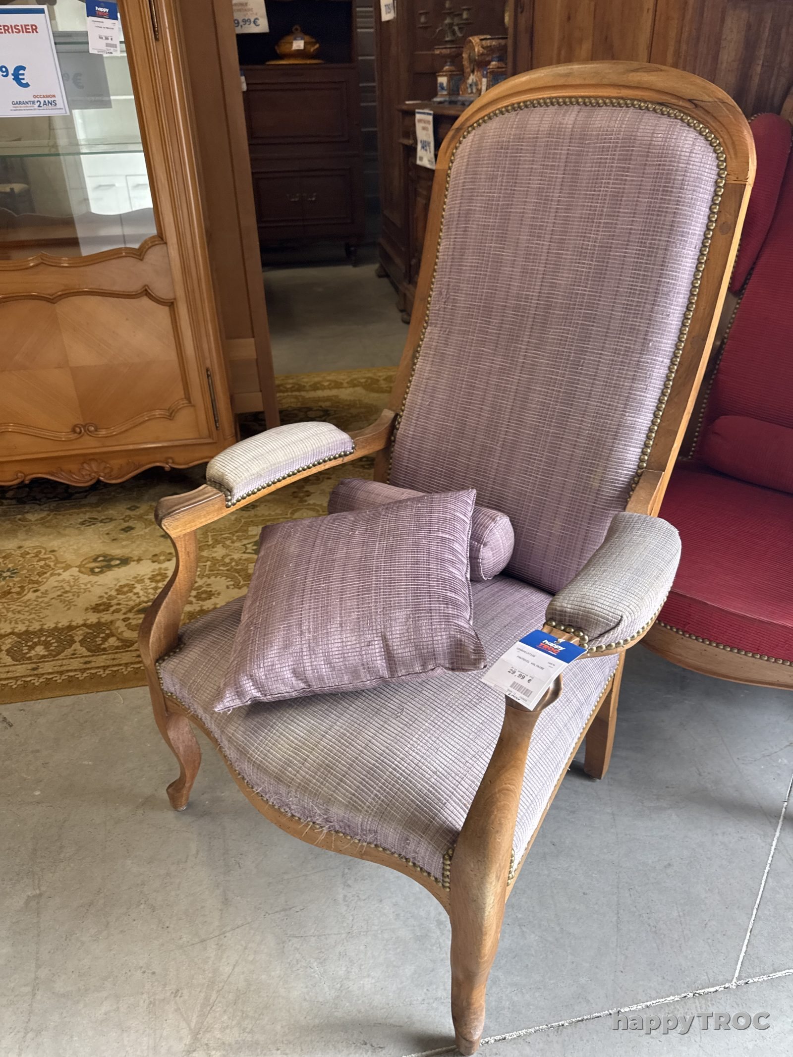 Fauteuil, Voltaire, tissu  mauve
