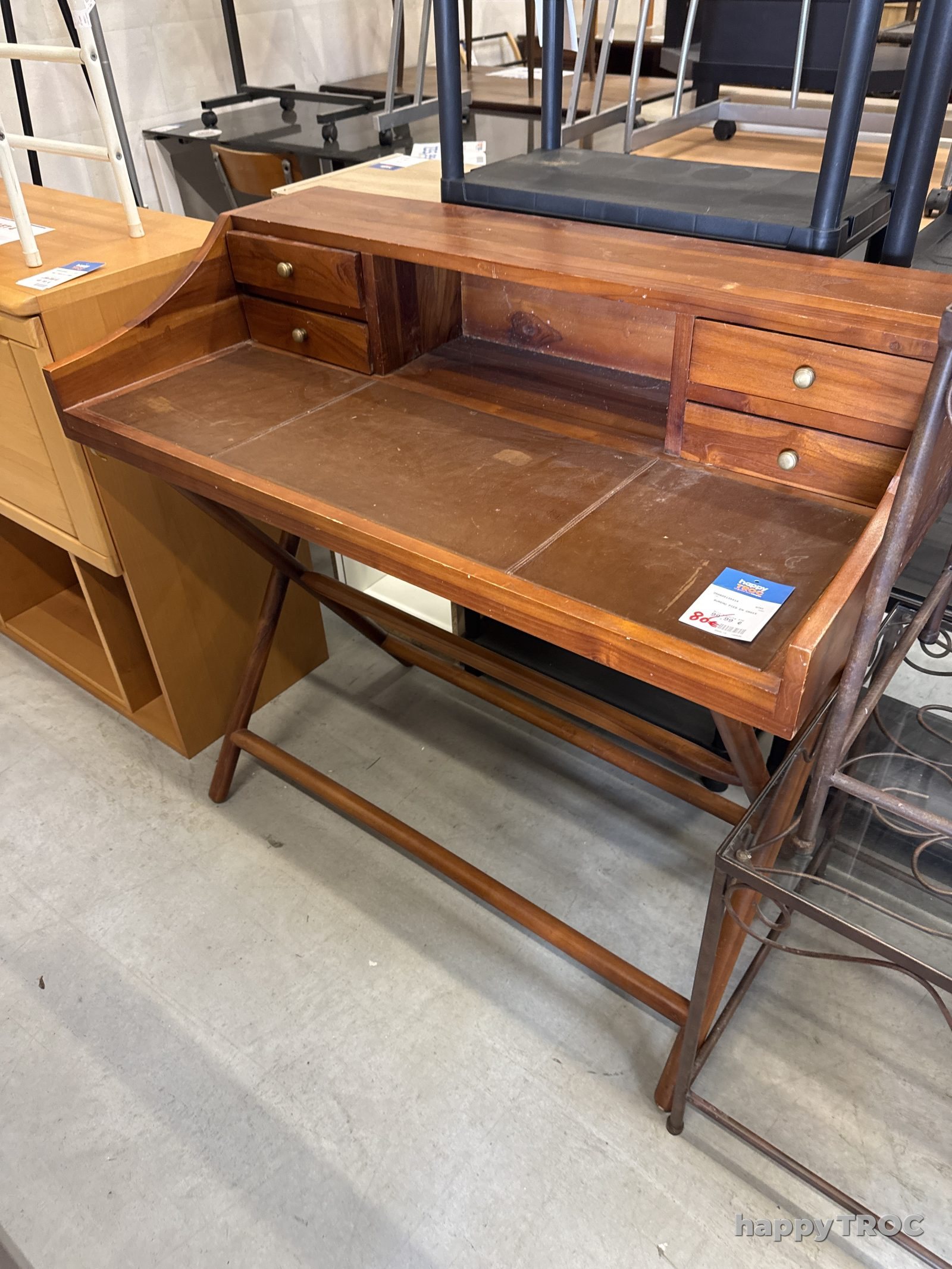 Bureau, pied en croix, style Marine