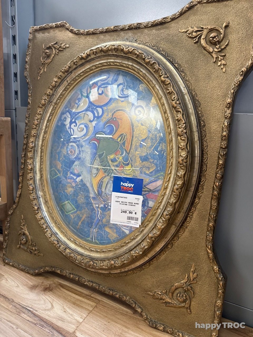 Cadre ancien verre bombé avec peinture 🧑‍🎨