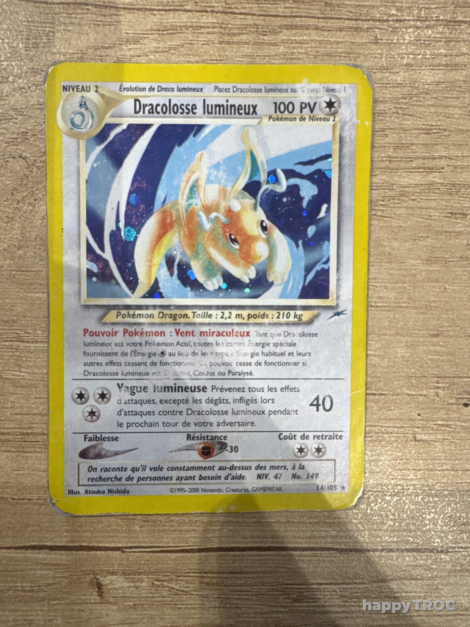 Carte Pokémon dracolosse lumineux