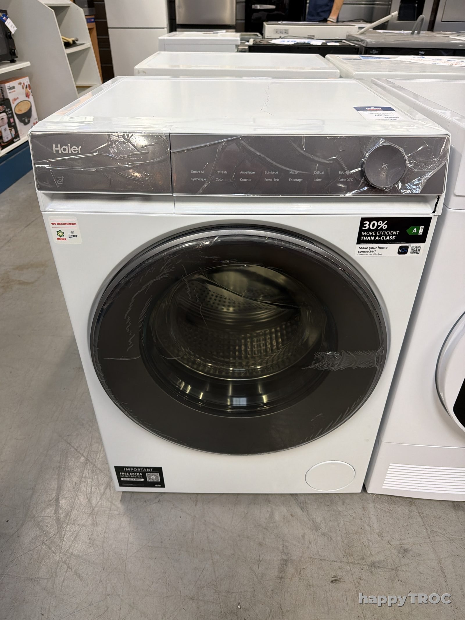 lave linge haier 10kg 1400tr min coup à l'avant neuf declassé