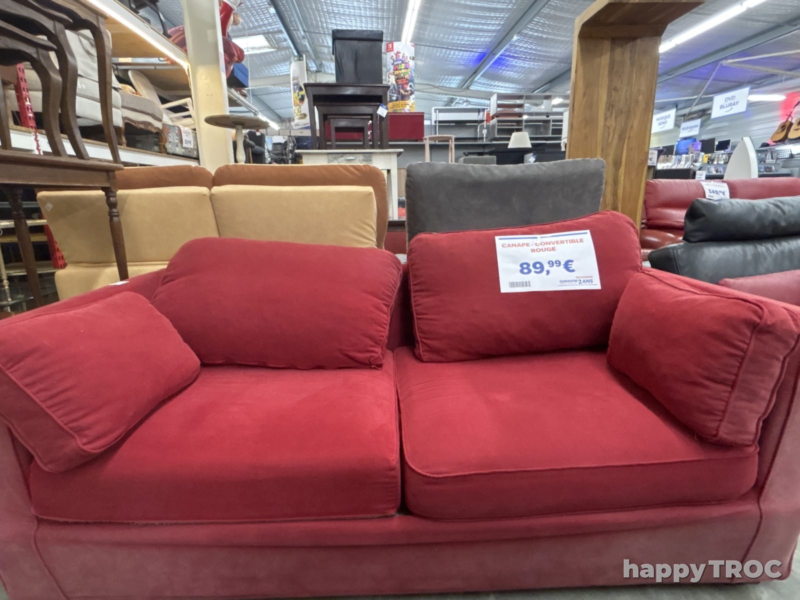 Canapé convertible rouge