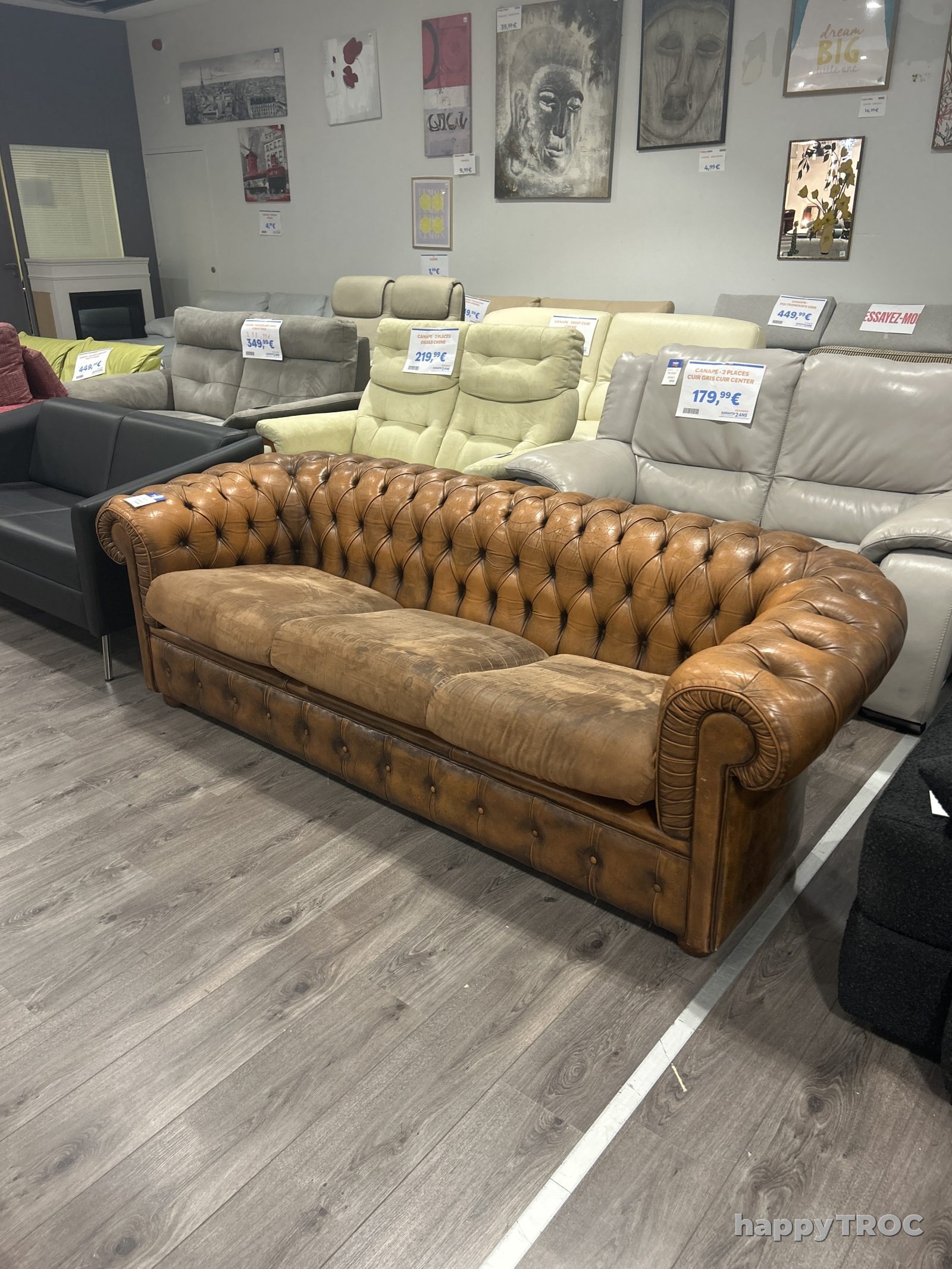 canape chesterfield 3 places