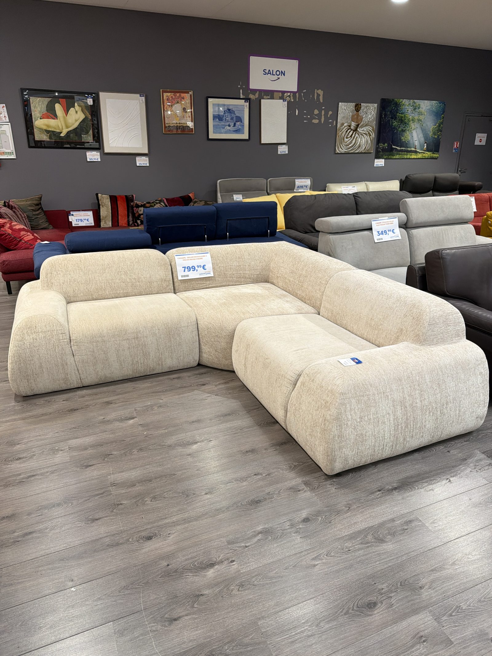 Canapé d’angle sklum modulaire 3 pièces beige