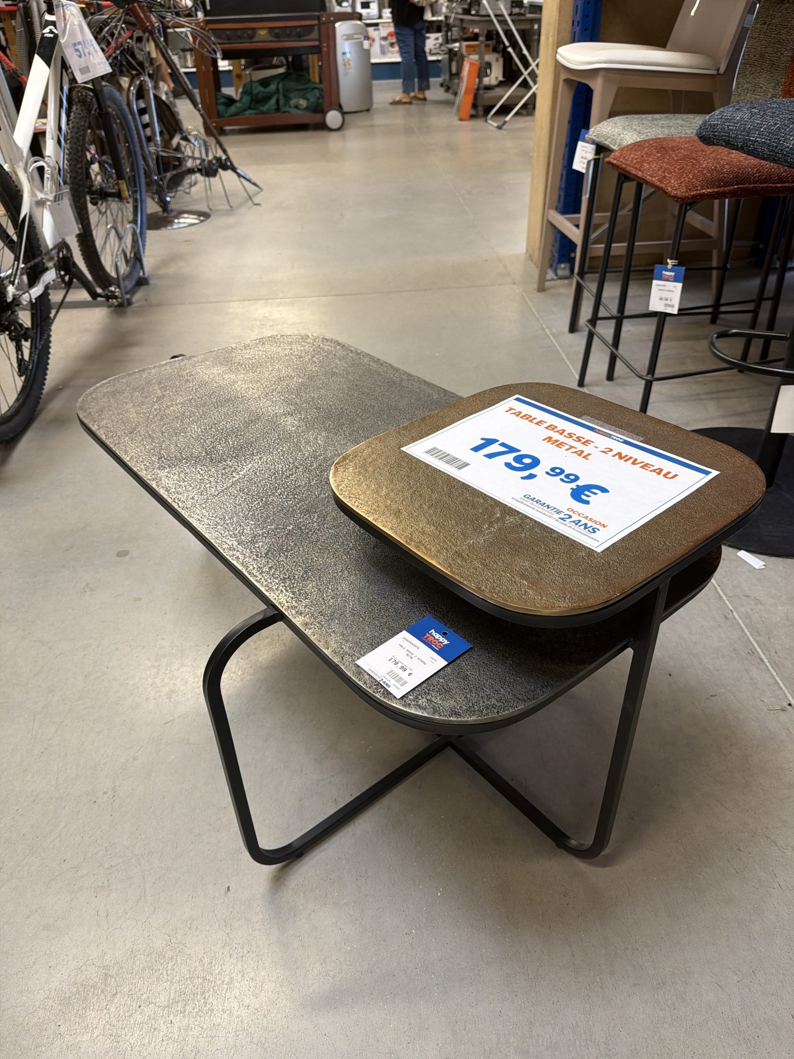 Table basse métal 2 niveau