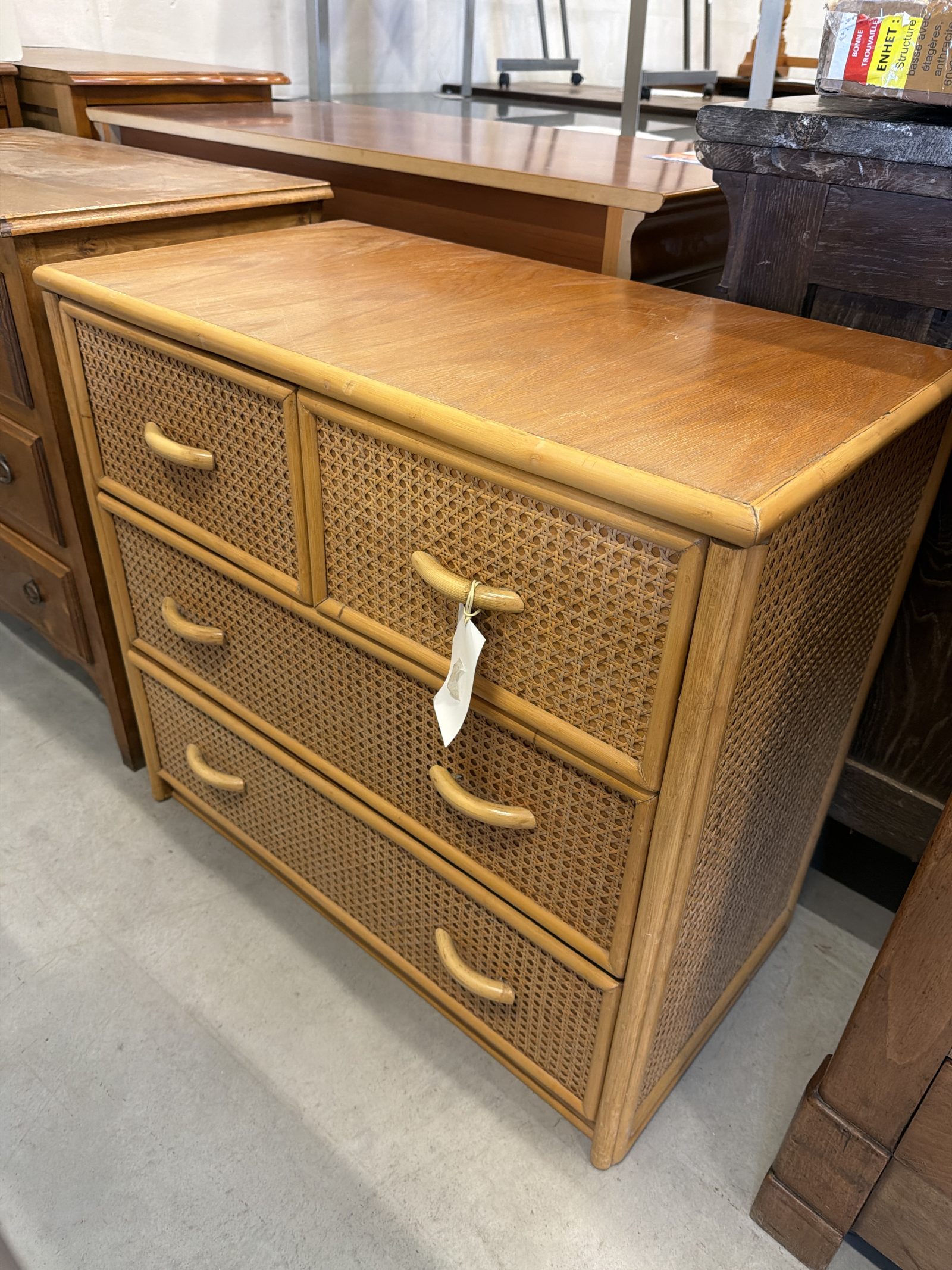 Commode rotin 4 tiroirs