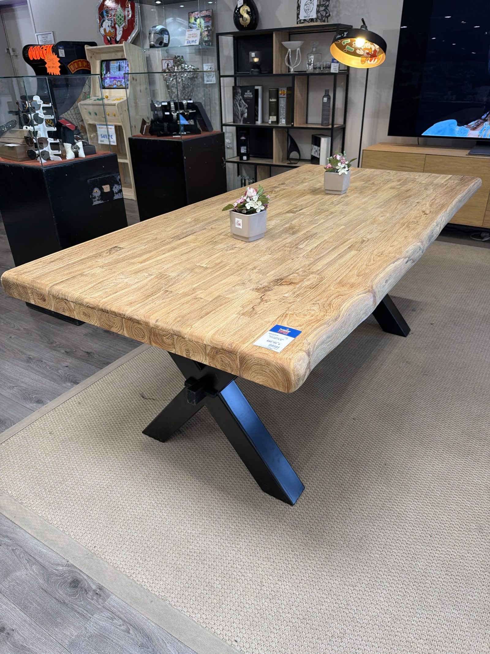 Table Plateau Bois Piètement Métal